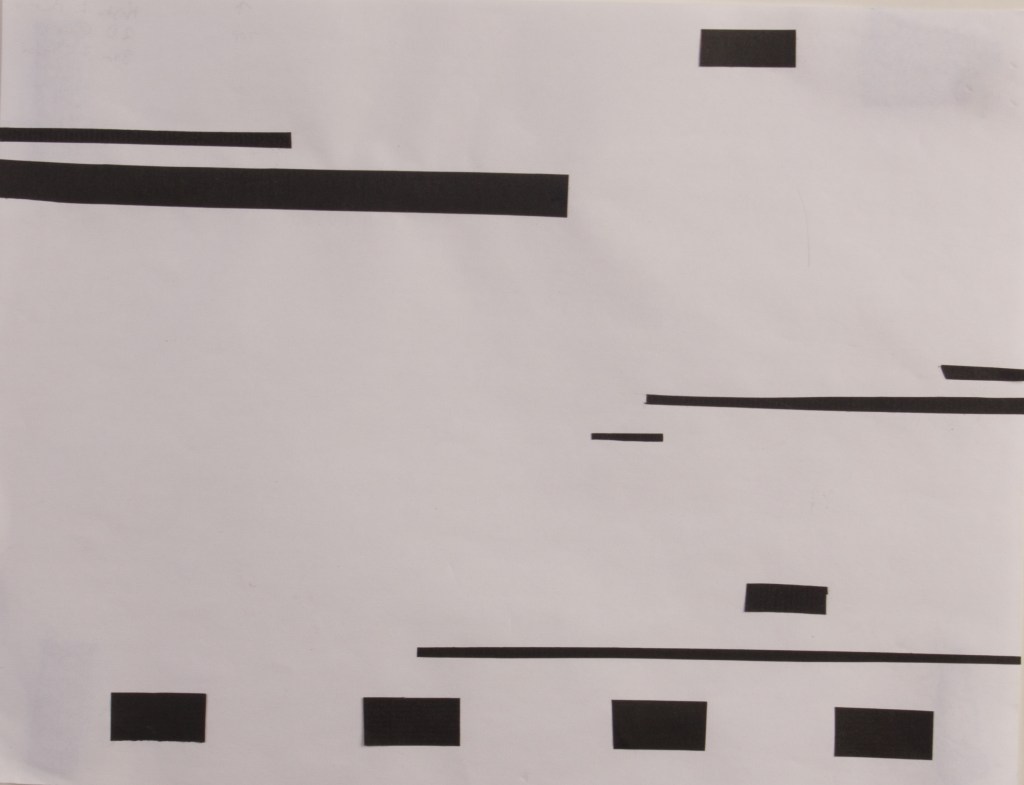 Abstract black and white paper line art