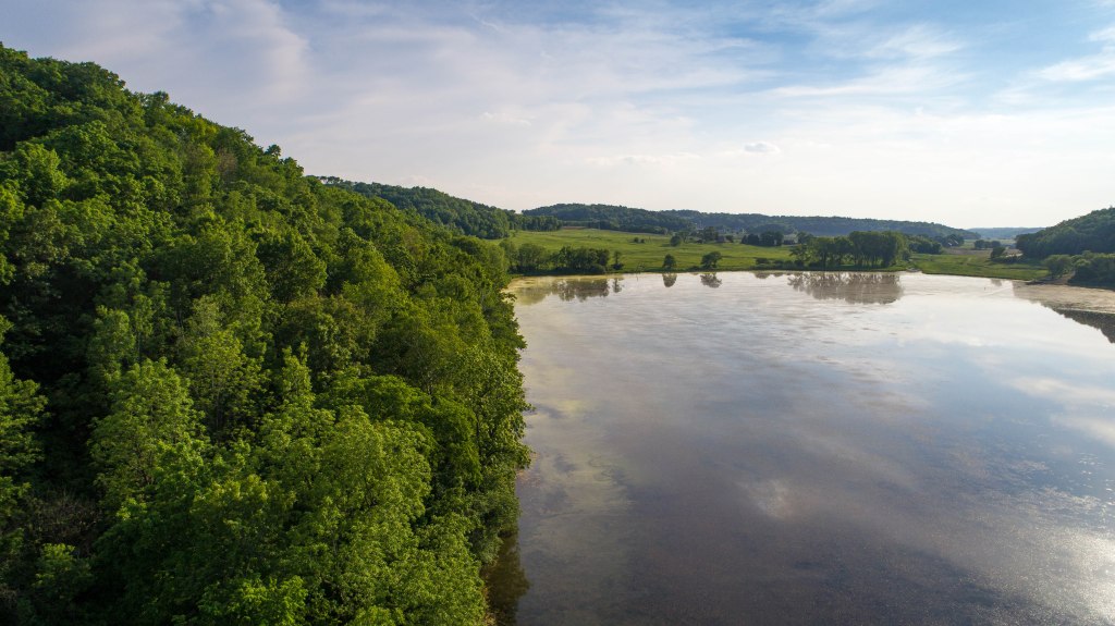 Aerial photography over Indian Lake, Wisconsin, USA