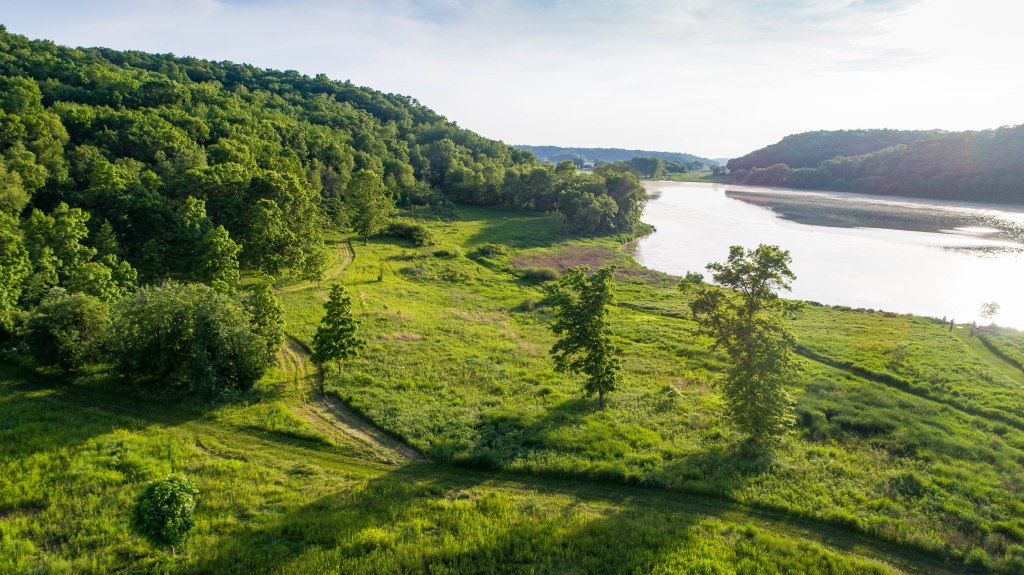 Aerial photography over Indian Lake, Wisconsin, USA