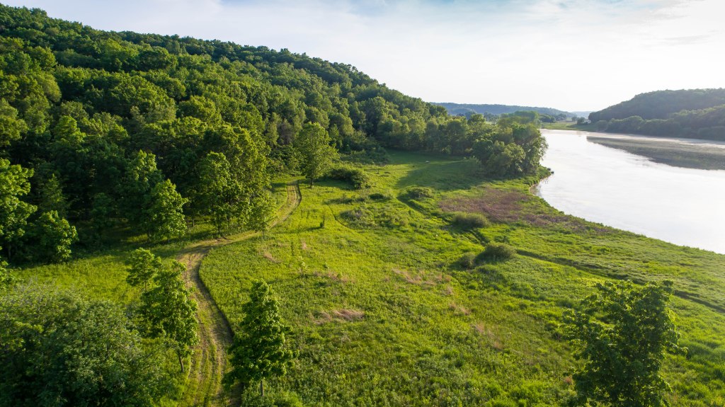 Aerial photography over Indian Lake, Wisconsin, USA